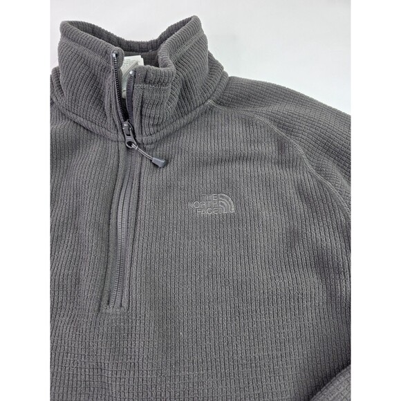 The North Face Fleece Sweater Mens Size M Dk Gray Long Sleeve 1/4 Zip Mid Layer - Picture 3 of 6